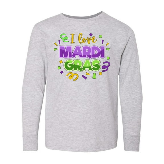 Inktastic I Love Mardi Gras Confetti Long Sleeve Youth T-Shirt