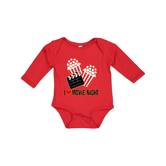 Inktastic I Love Movie Night Boys or Girls Long Sleeve Baby Bodysuit