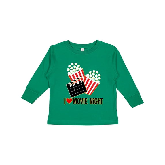 Inktastic I Love Movie Night Boys or Girls Long Sleeve Toddler T-Shirt