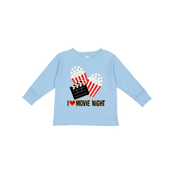 Inktastic I Love Movie Night Boys or Girls Long Sleeve Toddler T-Shirt