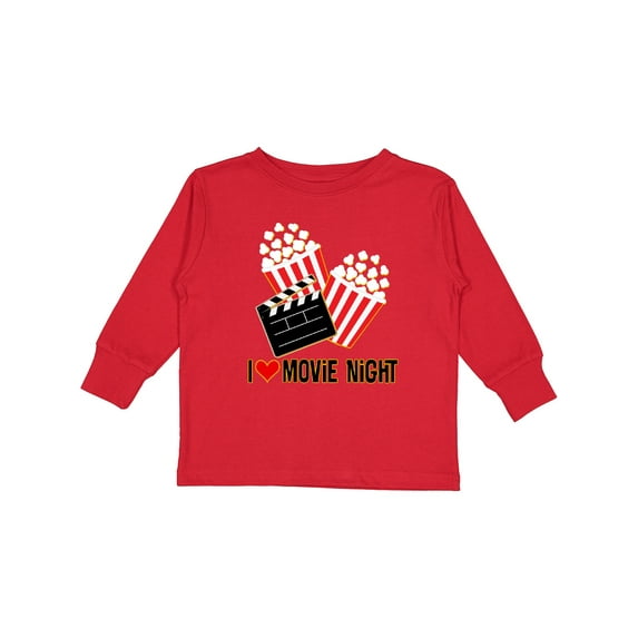 Inktastic I Love Movie Night Boys or Girls Long Sleeve Toddler T-Shirt