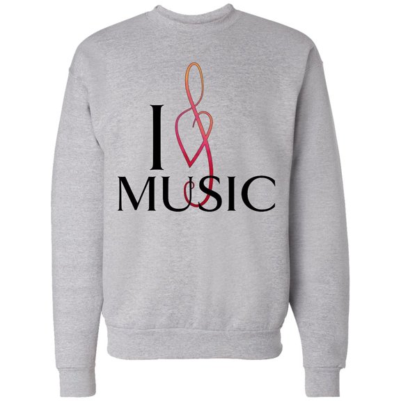 Inktastic I Love Music Adult Sweatshirt