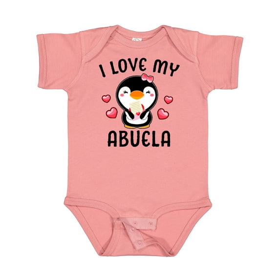 Inktastic I Love My Abuela with Cute Penguin and Hearts Girls Baby Bodysuit