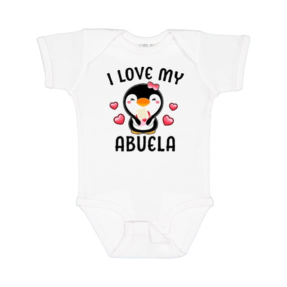 Inktastic I Love My Abuela with Cute Penguin and Hearts Girls Baby Bodysuit