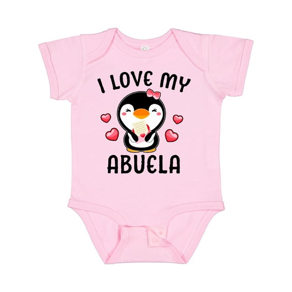 Inktastic I Love My Abuela with Cute Penguin and Hearts Girls Baby Bodysuit