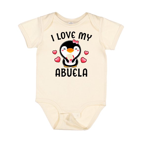 Inktastic I Love My Abuela with Cute Penguin and Hearts Girls Baby Bodysuit