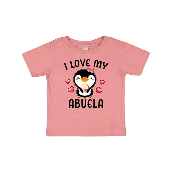 Inktastic I Love My Abuela with Cute Penguin and Hearts Girls Baby T-Shirt