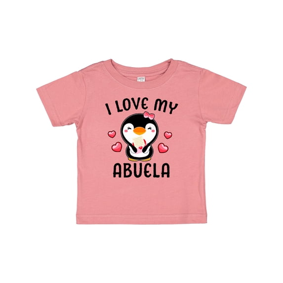Inktastic I Love My Abuela with Cute Penguin and Hearts Girls Baby T-Shirt