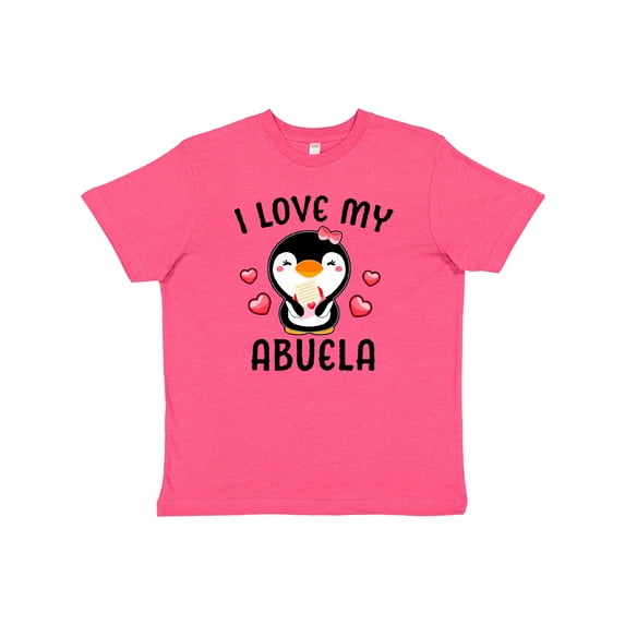 Inktastic I Love My Abuela with Cute Penguin and Hearts Youth T-Shirt