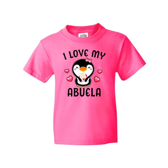 Inktastic I Love My Abuela with Cute Penguin and Hearts Youth T-Shirt