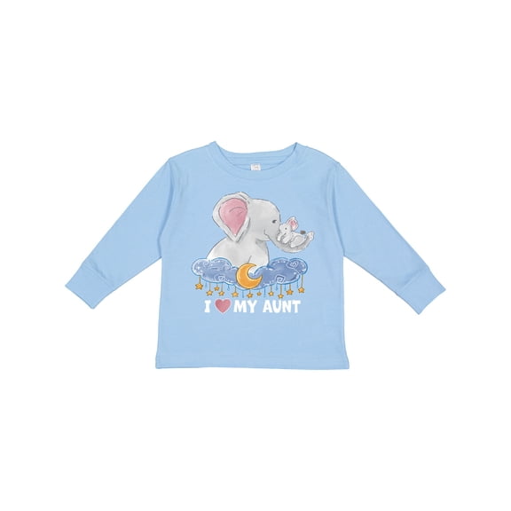 Inktastic I Love My Aunt Cute Elephants with Moon and Stars Boys or Girls Long Sleeve Toddler T-Shirt