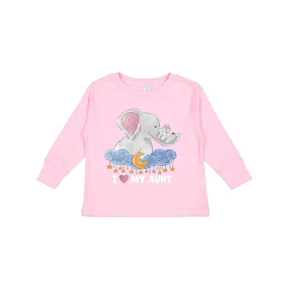 Inktastic I Love My Aunt Cute Elephants with Moon and Stars Boys or Girls Long Sleeve Toddler T-Shirt
