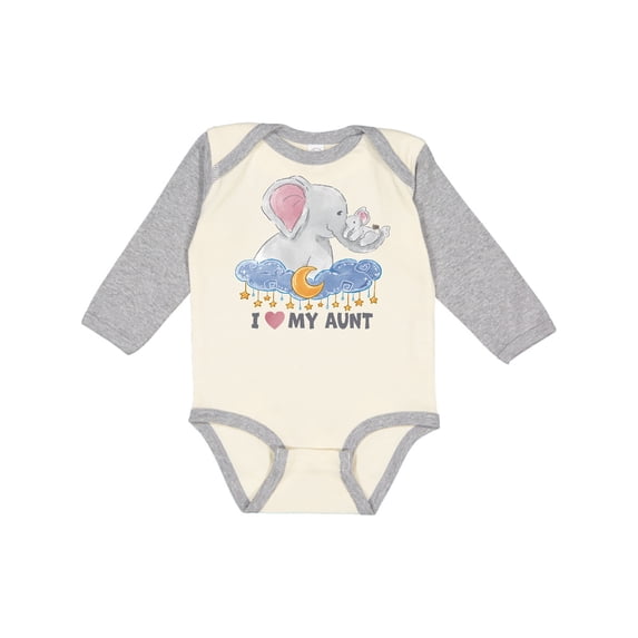 Inktastic I Love My Aunt Elephant Family Boys or Girls Long Sleeve Baby Bodysuit