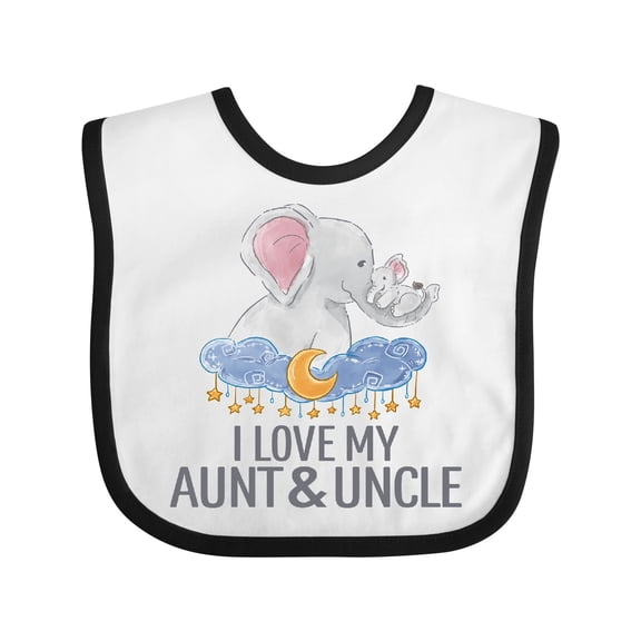 Inktastic I Love My Aunt and Cute Uncle Elephants in Night Sky Boys or Girls Baby Bib