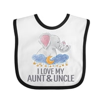 Inktastic I Love My Aunt and Cute Uncle Elephants in Night Sky Boys or Girls Baby Bib
