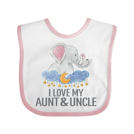 Inktastic I Love My Aunt and Cute Uncle Elephants in Night Sky Boys or Girls Baby Bib