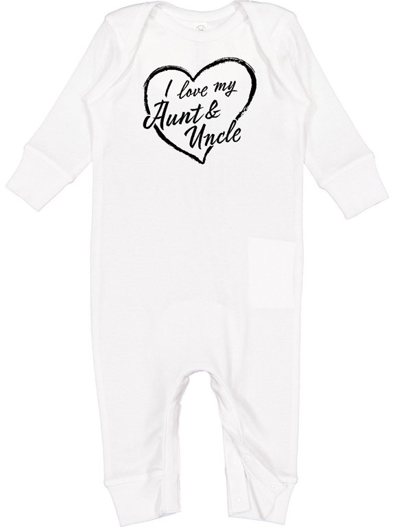 I Love My Aunt and Uncle in Black Chalk Heart Baby Romper Coveralls