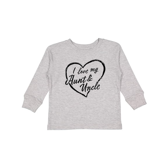 Inktastic I Love My Aunt and Uncle in Black Chalk Heart Boys or Girls Long Sleeve Toddler T-Shirt