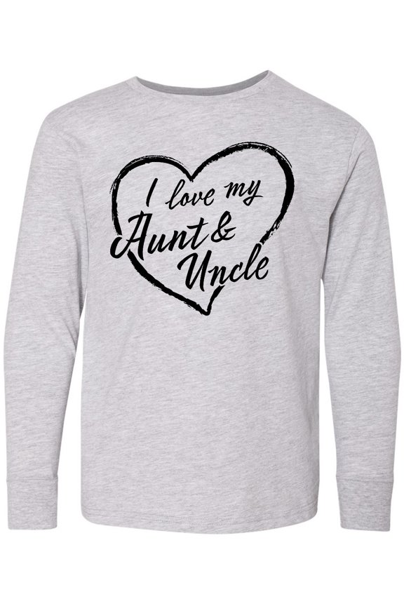 I Love My Aunt and Uncle in Black Chalk Heart Long Sleeve Youth T-Shirt
