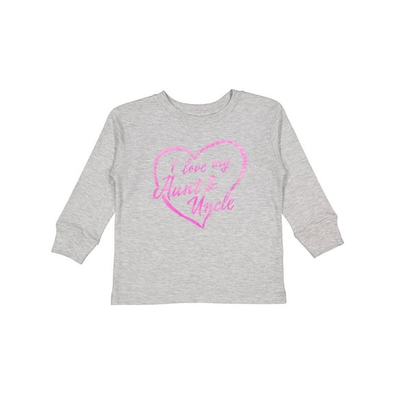 Inktastic I Love My Aunt and Uncle in Pink Chalk Heart Boys or Girls Long Sleeve Toddler T-Shirt