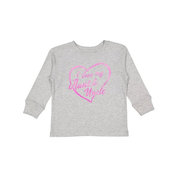 Inktastic I Love My Aunt and Uncle in Pink Chalk Heart Boys or Girls Long Sleeve Toddler T-Shirt