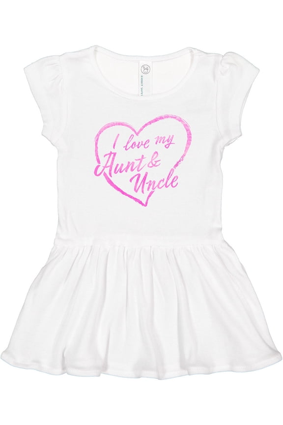 I Love My Aunt and Uncle in Pink Chalk Heart Girls Toddler Dress