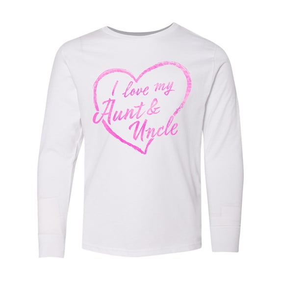 Inktastic I Love My Aunt and Uncle in Pink Chalk Heart Long Sleeve Youth T-Shirt