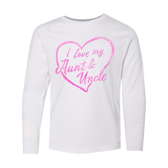 Inktastic I Love My Aunt and Uncle in Pink Chalk Heart Long Sleeve Youth T-Shirt