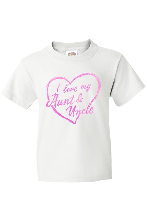 I Love My Aunt and Uncle in Pink Chalk Heart Youth T-Shirt