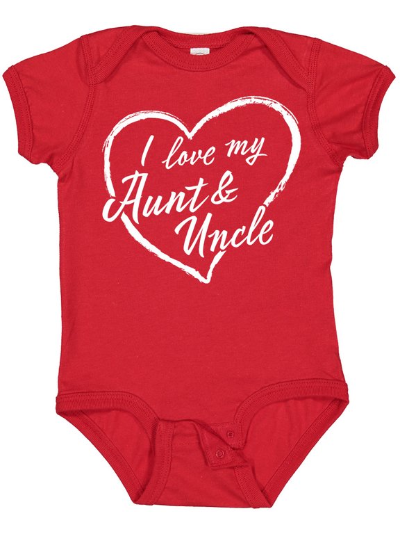 I Love My Aunt and Uncle in White Chalk Heart Boys or Girls Baby Bodysuit