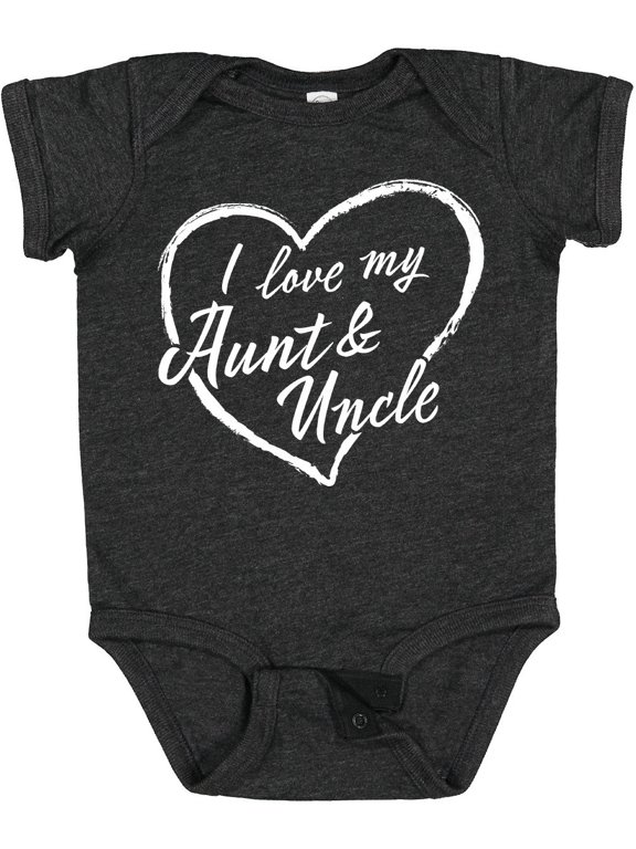 I Love My Aunt and Uncle in White Chalk Heart Boys or Girls Baby Bodysuit