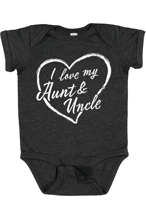 I Love My Aunt and Uncle in White Chalk Heart Boys or Girls Baby Bodysuit