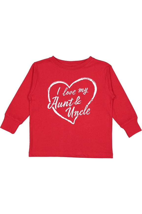 I Love My Aunt and Uncle in White Chalk Heart Boys or Girls Long Sleeve Toddler T-Shirt