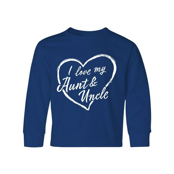 Inktastic I Love My Aunt and Uncle in White Chalk Heart Long Sleeve Youth T-Shirt