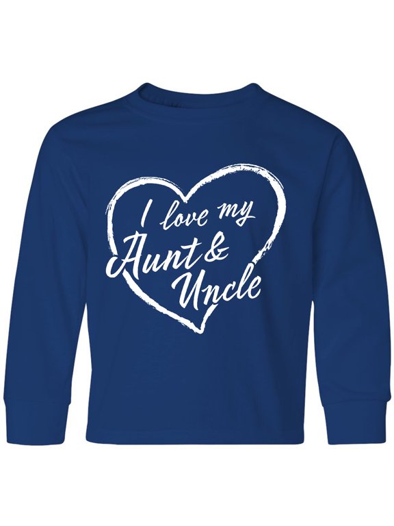 I Love My Aunt and Uncle in White Chalk Heart Long Sleeve Youth T-Shirt