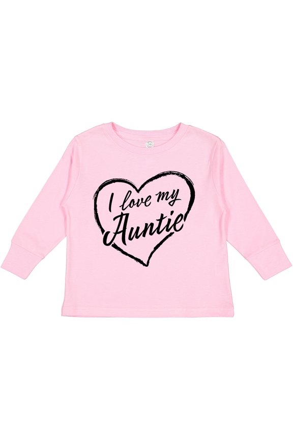 I Love My Auntie in Black Chalk Heart Boys or Girls Long Sleeve Toddler T-Shirt