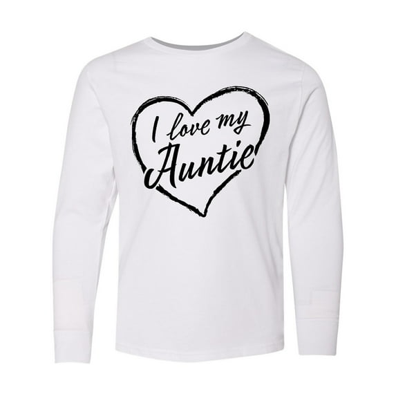 Inktastic I Love My Auntie in Black Chalk Heart Long Sleeve Youth T-Shirt
