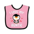 thumbnail image 1 of Inktastic I Love My Auntie with Cute Penguin and Hearts Girls Baby Bib, 1 of 4