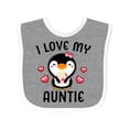thumbnail image 1 of Inktastic I Love My Auntie with Cute Penguin and Hearts Girls Baby Bib, 1 of 4
