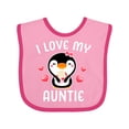thumbnail image 1 of Inktastic I Love My Auntie with Cute Penguin and Hearts Girls Baby Bib, 1 of 4