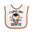 thumbnail image 1 of Inktastic I Love My Auntie with Cute Penguin and Hearts Girls Baby Bib, 1 of 4