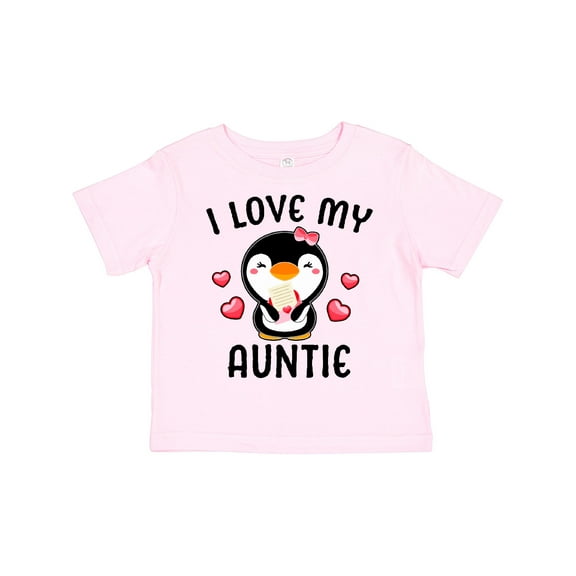 Inktastic I Love My Auntie with Cute Penguin and Hearts Girls Toddler T-Shirt