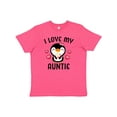 thumbnail image 1 of Inktastic I Love My Auntie with Cute Penguin and Hearts Youth T-Shirt, 1 of 5