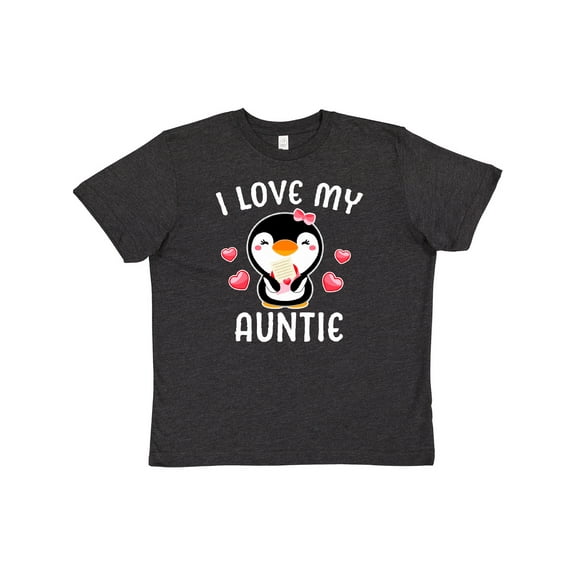 Inktastic I Love My Auntie with Cute Penguin and Hearts Youth T-Shirt