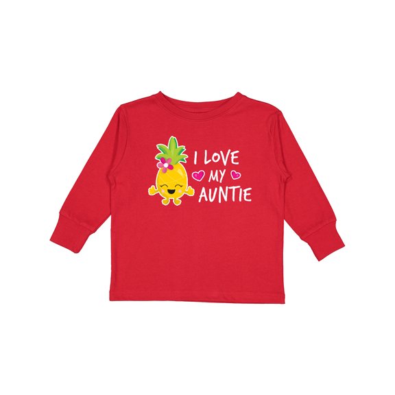 Inktastic I Love My Auntie with Pineapple Girls Long Sleeve Toddler T-Shirt