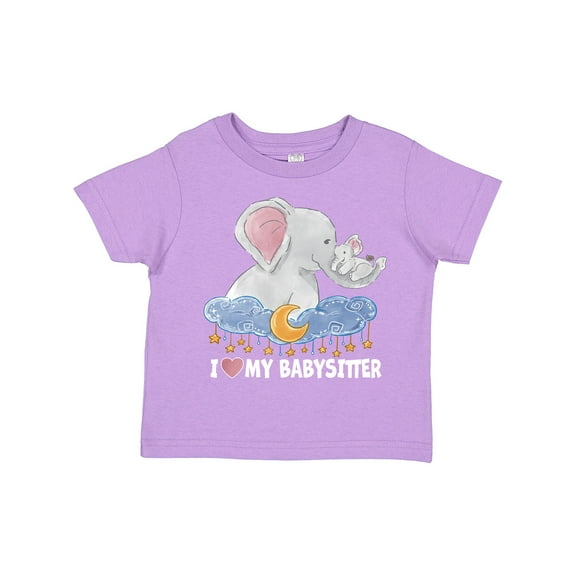 Inktastic I Love My Babysitter Cute Elephants with Moon and Stars Boys or Girls Toddler T-Shirt
