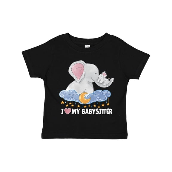 Inktastic I Love My Babysitter Cute Elephants with Moon and Stars Boys or Girls Toddler T-Shirt