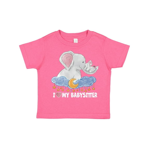 Inktastic I Love My Babysitter Cute Elephants with Moon and Stars Boys or Girls Toddler T-Shirt