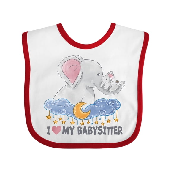 Inktastic I Love My Babysitter Elephant Family Boys or Girls Baby Bib