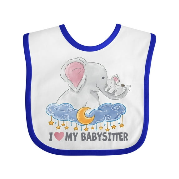 Inktastic I Love My Babysitter Elephant Family Boys or Girls Baby Bib